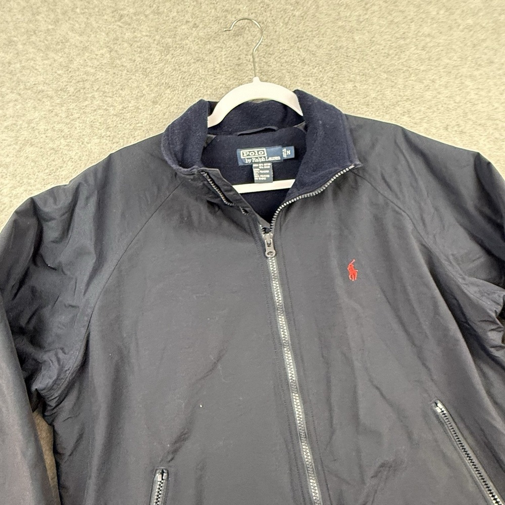 Polo Ralph Lauren Jacket Mens Medium Blue Fleece Lined Coat Preppy Bomber Pony M